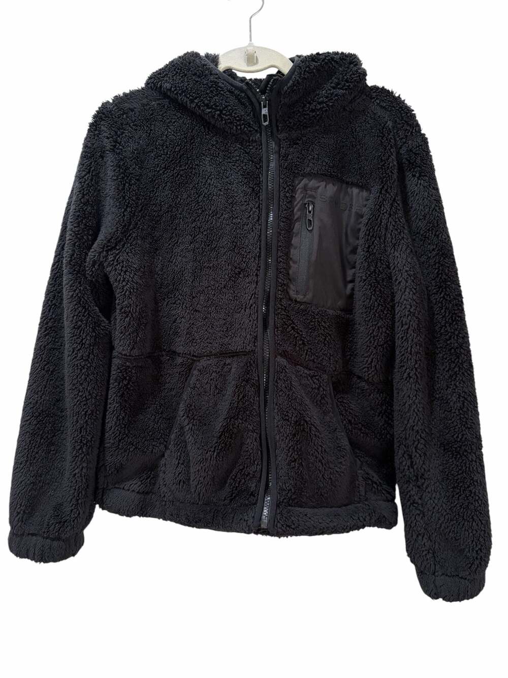 Spyder Women's Black Full-Zip Sherpa Fleece Hooded Jacket with Chest Pocket